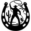 CREATCABIN Ferro di Cavallo Decorazione della Parete in Metallo Cowboy Occidentale Arte della Parete Sole Ferro da Parete Segni Appeso Ornamento Scultura per Balcone Giardino Casa Soggiorno 20x20cm