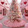tiosggd Gonna per albero di Natale rosa 122cm in pelliccia sintetica rosa con paillettes argento fiocco di neve tappeto albero di Natale per le vacanze Natale inverno Capodanno decorazioni per la casa