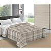 Tata Home Trapunta Invernale Matrimoniale 260x260 cm Imbottita 300 gr/mq Piumone Caldo Pesante Disegno Disegno Scozzese Made in Italy Mod. Scotland Tartan Colore Beige