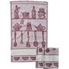 OM DOLCE CASA M&O Strofinacci Asciughini Canovacci 3 Pezzi Misura Maxi Cm 60x86 Tela Aida Ricamo Punto Croce Hobby Cucito Fondo Colore Ecru Variante Cucina Disponibile in 7 Colori Prodotto in Italia (Bordeaux)