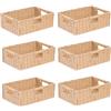SHTGOI Cestino intrecciato, 1 cestino rettangolare in rattan 38 x 26 x 13 cm, impilabile, organizzatore in giacinto d'acqua, per regali, pane, snack (20#)
