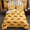 Loussiesd Set di biancheria da letto per bambini con motivo a bassotto per cani e cuccioli per ragazzi e ragazze Kawaii Bassotto Cane Animale Piumino Traspirante Triangolo Geometrico Trapunta