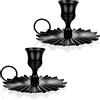 LTHERMELK 2 Pezzi Ferro Nero retrò Candelieri, Candeliere con Corrimano, Portacandele Conico in Metallo per Matrimonio Feste Natale Halloween Cena a Lume Decorazione della Tavola