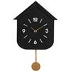 Decor Space Orologio da parete Home con pendolo in acciaio a batteria 24x5,5x37,5 h cm (nero)