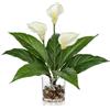 Briful Vaso artificiale Calla in vetro con ciottoli e acqua artificiale - 39 cm di altezza - pianta decorativa per soggiorno, ufficio, bagno - fiore artificiale come vero in bianco, rosa - fiori decorativi