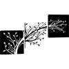 Wieco Art - Stampa artistica su tela in 3 pannelli, motivo floreale astratto, tecnica giclée, in bianco e nero, decorazione per salotto, stanza da letto, casa