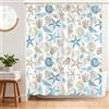BREASOME Tema dell'Oceano Tenda Doccia Antimuffa 180 x 180 cm Stelle Marine e Conchiglie Tenda Vasca da Bagno Tessuto in Poliestere Resistente all'Acqua con 12 Ganci