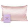 OLESILK 100% Mulbery Silk Pillowcase with Hidden Zipper for Hair And Skin, Both Sides 19mm Charmeuse Gift Box 1pc - Peachy Pink, 50x70cm