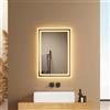EMKE Specchio bagno con luce, 40x60cm, Interruttore Meccanico,Pulsante Anti-Appannamento Indipendente,3000K/6500K,Installazione Orizzontale/Verticale, Specchio bagno led