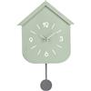 Decor Space Orologio da parete Home con pendolo in acciaio a batteria 24x5,5x37,5 h cm (salvia)