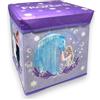 KORAT - Pouf Contenitore Pieghevole per Bambini 30x30x30 cm con Coperchio - Cubo Porta Giochi in Tessuto, Scatola Portaoggetti Salvaspazio per Cameretta, Seduta Decorativa (Frozen)