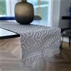 Bifulco Biancheria Runner da Tavolo in Raso Jacquard 134x39,5 cm con Frange - Elegante Centro Tavola Rettangolare - Made in Italy - Bifulco Biancheria (Grigio perla)