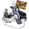 Brubaker Portabottiglie da Vino Donna con Pianoforte - Portabottiglie a Scultura in Metallo - 22 cm - Regalo di Vino per Gli Appassionati di Pianoforte - con Biglietto D'Auguri