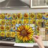 Gxllhh Piastrelle Adesive Cucina Girasole Pannelli Decorativi Adesivi per Pareti in PVC - piastrelle adesive Resistente all'Acqua e all'Olio per Cucina e Bagno,mattonelle adesive cucina 24 PC(15X15cm)