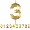 HattusaShield Candela a forma di numero 3, candele dorate per torta di compleanno, candele 3D con diamanti, decorazioni per torte per feste di compleanno, matrimoni e feste di anniversario