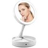 Senwow Specchio per il trucco con luce, ingranditore 1X 10X, da tavolo, pieghevole, 16 cm di diametro