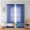Aiyufeng Tende in Voile Semi Trasparente Blu Reale, Lunghezza 183 cm, Set da 2 Pannelli, Tende Oscuranti Blu Scuro per Camera da Letto, Baldacchino per Letto, Soggiorno, Sala da Pranzo, Sfondo per