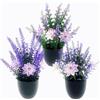 Rainway Piante artificiali, 3 pezzi, piccole piante di lavanda con vaso, piante artificiali, fiori artificiali in vaso, vaso di plastica per ufficio, casa, camera da letto, soggiorno