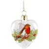 Gisela Graham Decorazione per albero di Natale a forma di cuore in vetro con neve e pettirosso (6,5 cm)