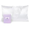 OLESILK 100% Mulbery Silk Pillowcase with Hidden Zipper for Hair And Skin, Both Sides 19mm Charmeuse Gift Box 1pc - White, 40x60cm