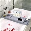 HUOLE Vassoio Retrattile per Vasca da Bagno, Si Adatta alla Maggior Parte delle Dimensioni, per Asciugamani, Pad e Bicchieri da Vino