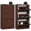 BDW Scarpiera a 3 scomparti, scarpiera con 3 scomparti profondi - corridoio, soggiorno, camera da letto, soluzione perfetta per scarpiere, dimensioni 60 x 112,5 x 28,5 cm (Wengè)