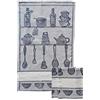 OM DOLCE CASA Strofinacci Asciughini Canovacci Set 3 Pezzi Misura Maxi Cm 60x86 Tela Aida Ricamo Punto Croce Hobby Cucito Fondo Colore Ecru Variante Cucina Disponibile in 7 Colori Prodotto in Italia (Blu)