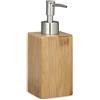 Relaxdays Set 2 Accessori Bagno, in bambù, Dispenser Sapone Ricaricabile, Portaspazzolini, Naturale