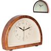Fishtec SOLDELA Orologio da tavolo stile retrò, formato semicerchio - Sveglia analogica con lancette classiche - Silenziose e senza tic tac - Luce a LED con semplice pressione - Motivo legno - 26 CM