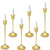 LOLANIUT 6 pezzi porta candele oro (16/19/23 cm), candele natalizie con asta in metallo vintage, portacandele con asta portacandele con base stabile antiscivolo per la decorazione della tavola, matrimonio