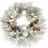 Oairse Ghirlanda di Natale artificiale, diametro di 61 cm, con palline di Natale decorative, pigne, bacche per porta di casa, da appendere alla parete di casa o decorazione natalizia, decorazione invernale