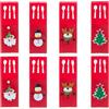 ViLiyDuo 8 pezzi Borse per Posate Natalizie Portaposate Natalizie, per la Decorazione della Tavola delle Feste, Decorazioni Natalizie