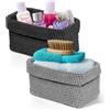 FIHODONE 2 Pcs Cestino Portaoggetti Bagno Intrecciato, Rettangolare Cesto Portaoggetti, Ceste Portaoggetti Per Neonati, per Camera Da Letto,Bagno,Cucina,22×12×11cm(Nero e Grigio)