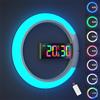 AGEK Grande orologio da parete digitale a LED, sveglia da parete rotonda da 12 pollici con telecomando Luce notturna RGB Temperatura per soggiorno, camera da letto, casa, ufficio