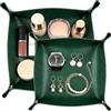 SZJFYMQ 2PCS Vassoio Portaoggetti In Pelle PU,Vassoio Organizer in Vera Pelle - Pratico Contenitore per Portafogli, Telefoni Cellulari e Attrezzature per Ufficio-15 * 15CM-20 * 20CM (verde)