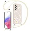 Vxinvnoi Cover Cordino per Samsung Galaxy A53 5G 6,5, Aesthetic Fiori Disegni Ragazze Custodia con Corda Collana Tracolla Laccio, Sottile Silicone TPU Bumper Antiurto Case per Samsung A53, Beige