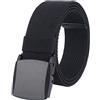 LionVII Cintura Elastica Uomo, Fibbia in Plastica, Unisex Senza Metallo Cinghia Cintura Allungabile per Lavoro, Nero