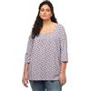 Ulla Popken Fältchenshirt mit Carreeausschnitt und Punktedruck, A-Line T-Shirt Donna