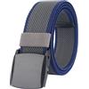 LionVII Cintura Elastica Uomo, Fibbia in Plastica, Unisex Cintura Cintura Completamente Regolabile per Lavoro, Grigio Bordi Blu