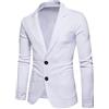 Bauzuoyo Giacca da uomo casual slim fit cotone giacca leggera due bottoni blazer Sporty Slim Fit Leisure Blazer tinta unita autunno inverno giacca sottile, bianco, M
