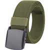LionVII Cintura Elastica Uomo, Fibbia in Plastica, Unisex Senza Metallo Cinghia Cintura Allungabile per Lavoro, Verde militare