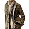 Bauzuoyo - Cappotto da uomo, giacca invernale, con chiusura a bottoni e tasche multiple, autunno inverno, giacca calda, in pelle scamosciata, lunga, giacca da tempo libero, verde, L