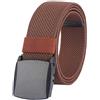 LionVII Cintura Elastica Uomo, Fibbia in Plastica, Unisex Senza Metallo Cinghia Cintura Allungabile per Lavoro, marrone