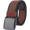 LionVII Cintura Elastica Uomo, Fibbia in Plastica, Unisex Cintura Cintura Completamente Regolabile per Lavoro, Caffè Bordi Nero