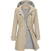 CMTOP Giacca Impermeabile Donna Cappuccio Antivento Trench Traspirante Leggero Parka, Lungo All'aperto Cappotto Per Primavera e Autunnale Ripiegabili Softshell Raincoat