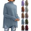 Generic Pullover Maglione da donna - Felpa a collo alto da donna alla moda con spacchi laterali top casual dolcevita maglione tinta unita maglione comodo pullover invernale caldo maglione a maniche lunghe