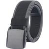 LionVII Cintura Elastica Uomo, Fibbia in Plastica, Unisex Cintura Cintura Completamente Regolabile per Lavoro, Nero Bordi Grigio