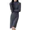 REHJJDFD Maglione da donna in 100 percento lana, abito con collo alto lavorato a maglia, maglione invernale a maniche lunghe, mini abito pullover corto, Grigio 9, M