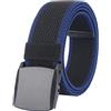 LionVII Cintura Elastica Uomo, Fibbia in Plastica, Unisex Cintura Cintura Completamente Regolabile per Lavoro, Nero Bordi Blu
