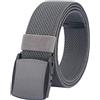 LionVII Cintura Elastica Uomo, Fibbia in Plastica, Unisex Senza Metallo Cinghia Cintura Allungabile per Lavoro, grigio